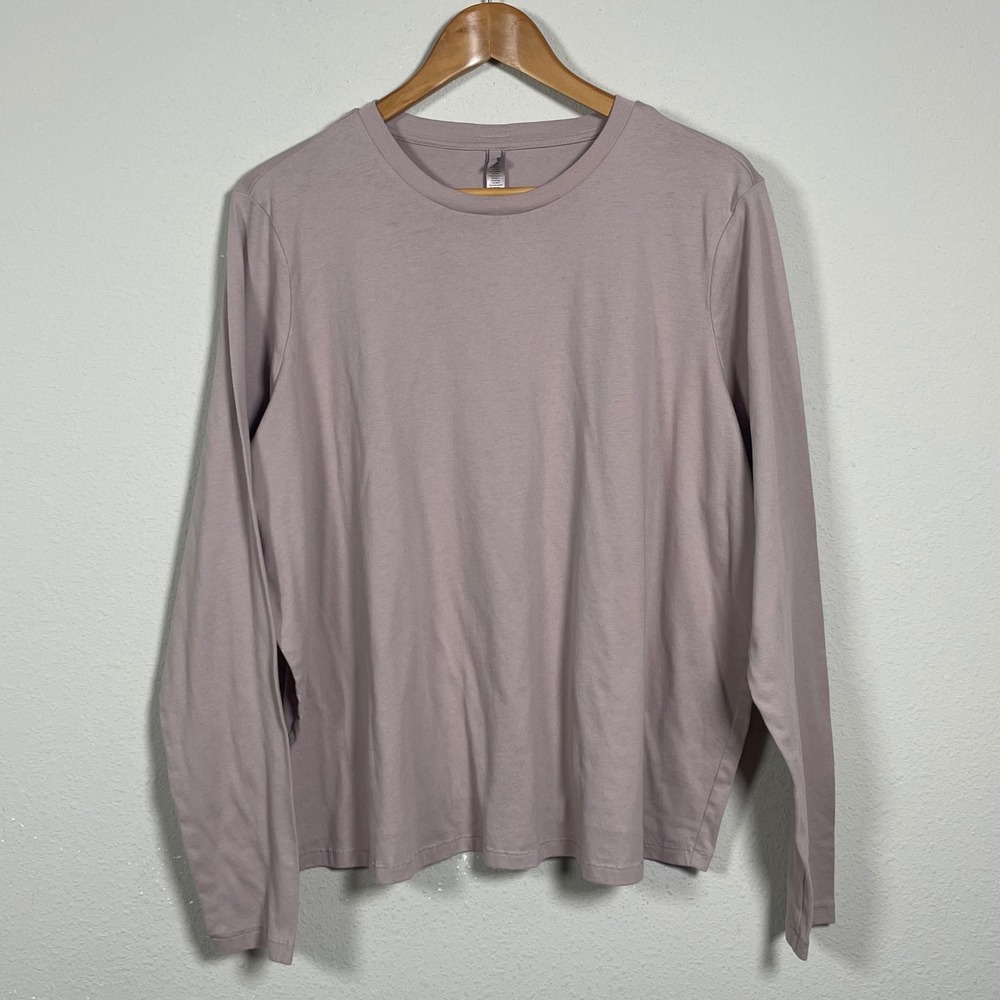 SKIMS Long Sleeve T-Shirt Women 2X Purple Cotton Blend Relaxed Crew Neck Basic